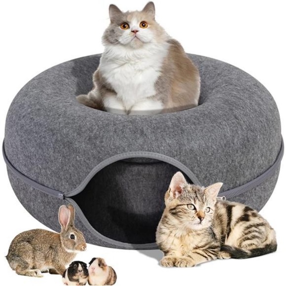 Cat Tunnel Bed, Indoor Cat Cave, Cat Tunnel, Large Cat House, Donut Cat Bed - Picture 1 of 8